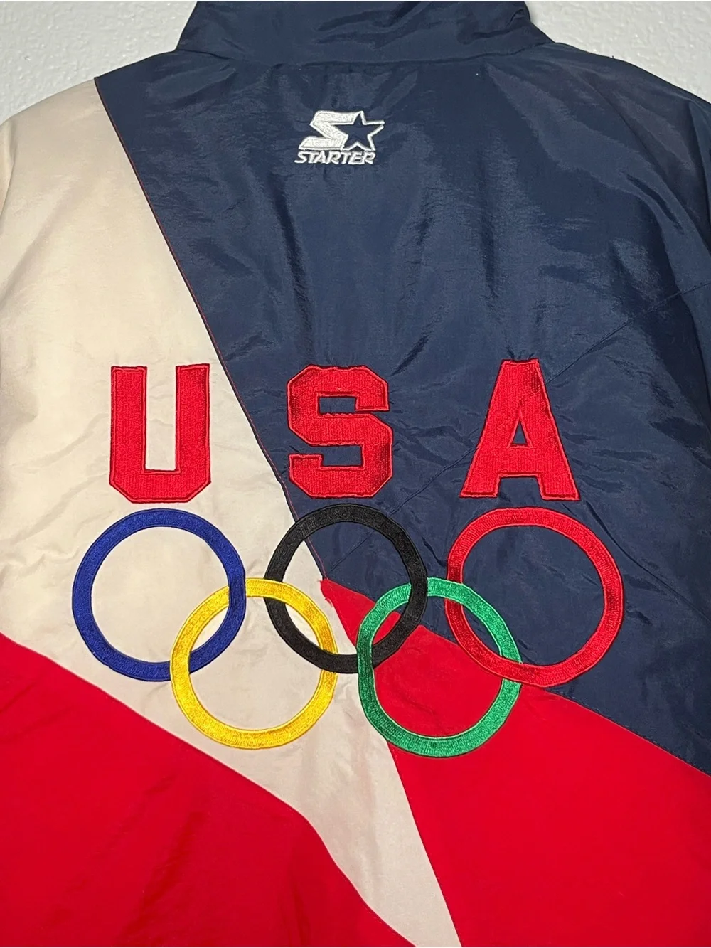 VTG RARE Starter USA Olympic Team Jacket Red White Blue Officially Licensed Sz M